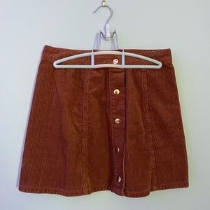 Button down brown mini skirt